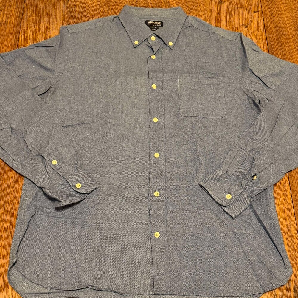 Woolrich Men's Flannel Shirt - USA L, EU XL, Denim-Blue